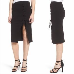 Stateside black lace up knee-length bodycon pencil skirt size XS